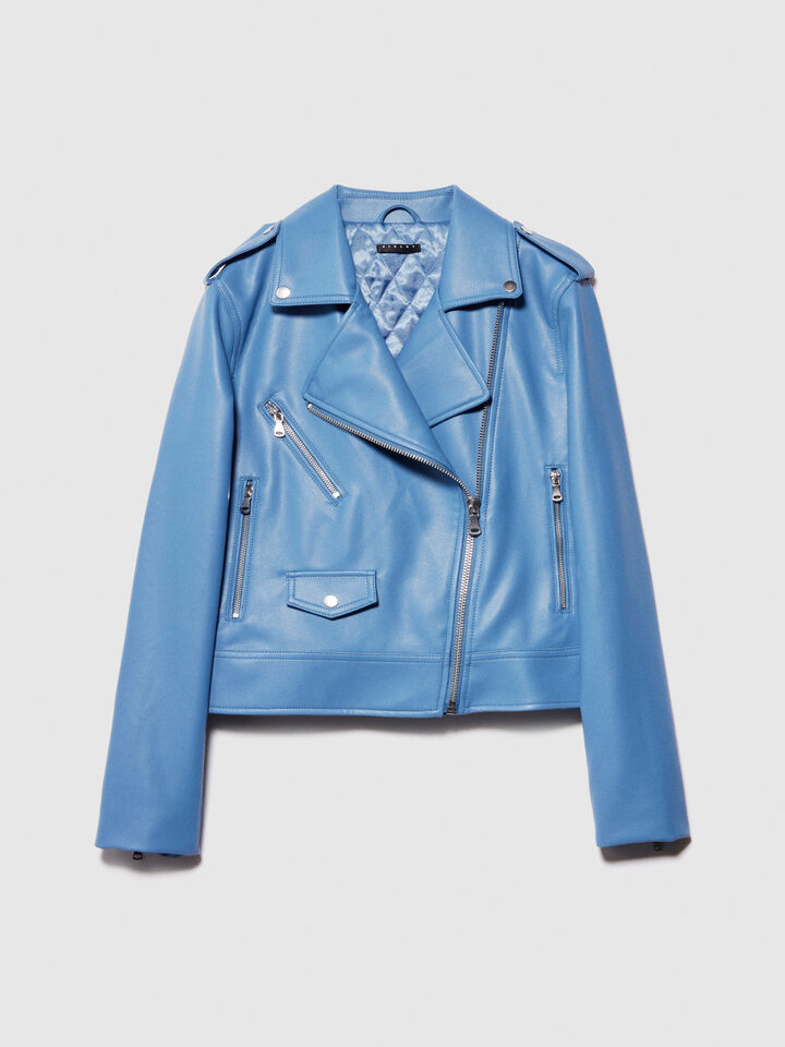 Padded biker jacket - women's jackets - Blue | Sisley image number 6